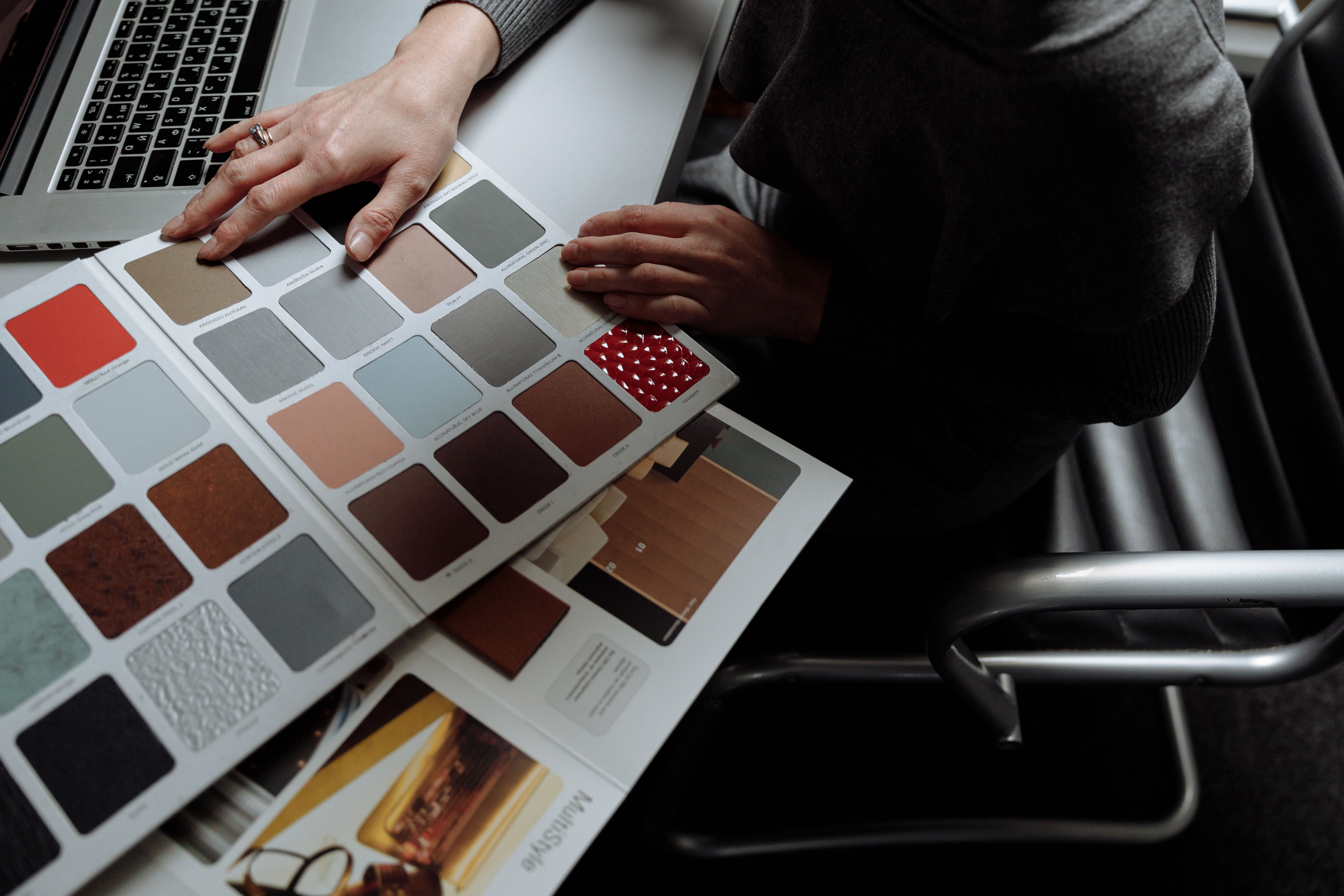 A close view of tactile material samples being considered for a home